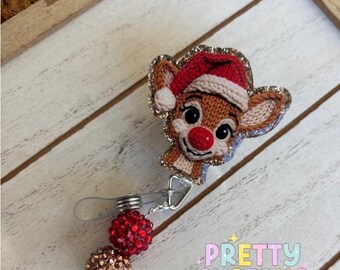 Rudolph Badge Reel | Christmas Badge Reel for Nurses | Cute Holiday ID Badge Holder | Red Nose Reindeer Reel | Healthcare Worker Gift | Xmas
