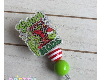 Holiday Mood Activated Badge Reel, Green Christmas Badge, Cute Work Accessory, Feeling Kinda Green Christmas Badge Reel