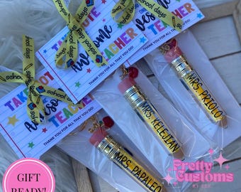 Personalized Glitter Pencil Keychain: Teacher Appreciation Gift, Gift Ready