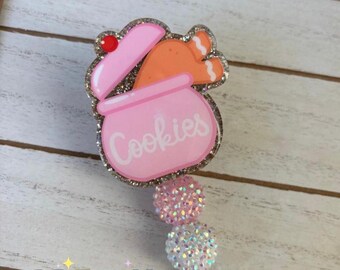 Christmas Cookie Jar Badge Reel | Interchangeable Holiday Badge Holder