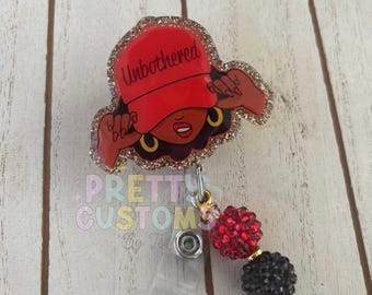 Unbothered Badge Reel | Funny Work Badge Reel | Acrylic Badge Reel | Nurse Badge Reel | Office Humor Badge Holder | Work Bestie Gift