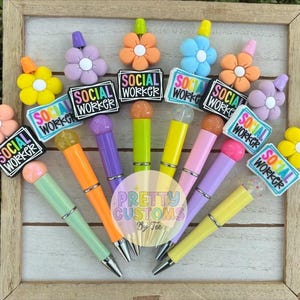 Beaded Pen | Social Worker | Social Worker Appreciation Gift | Social Work Pen | Pen w/ Beads | Same/Next Business Day Ship | Social Work
