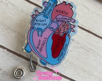 Anatomical Heart Badge Reel: Medical Cardiology Alligator Clip