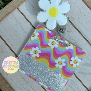 Groovy Smiles Badge Buddy and Reel Set, Reel and Buddy Set,  ID holder, Badge Reel Gift, Badge Buddy Gift, ID Holder Set, ID Holder