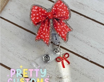 Valentine’s Badge Reel, Bow Badge Reel, Cute Badge Reel,  Badge, Heart Reel, Badge, Valentines Day, Interchangeable, Permanent Reel, ID