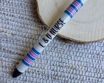 Personalized Nurse Pen | Pink & Blue Baby Blanket Design | Custom Nurse Pen | Left or Right Handed | Nurse Gift | RN LPN NICU Gift