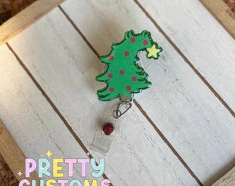 Christmas Tree Badge Reel | Holiday Retractable ID Holder