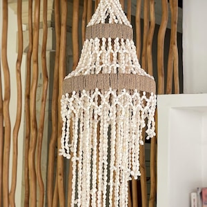 Lámpara colgante de concha, lámpara de araña de concha marina, pantalla de concha marina, iluminación de araña bohemia, luces colgantes, lámpara de araña bohemia estilo balinés