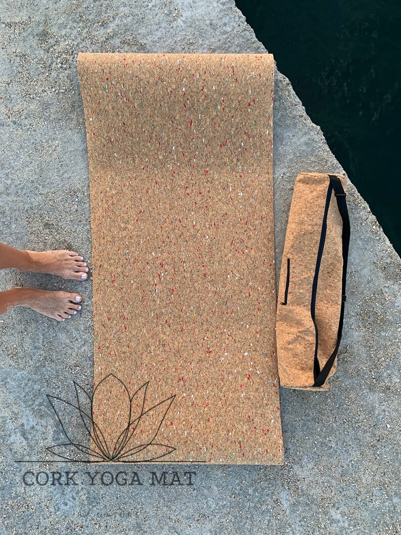 Eco cork yoga mat Color point print mat Meditation mat Etsy