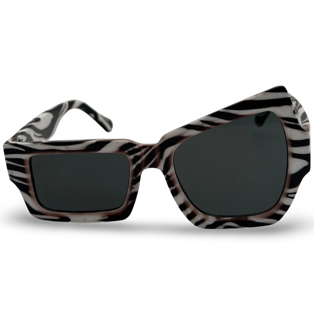 Vintage 1980s Sunglasses, Asymmetrical 80s Sunglasses, Animal Print ...
