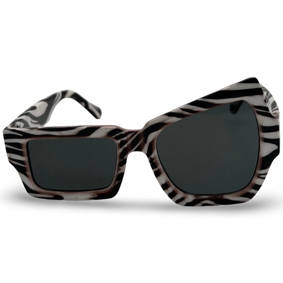 Vintage 1980s sunglasses, asymmetrical 80s sungla… - image 1