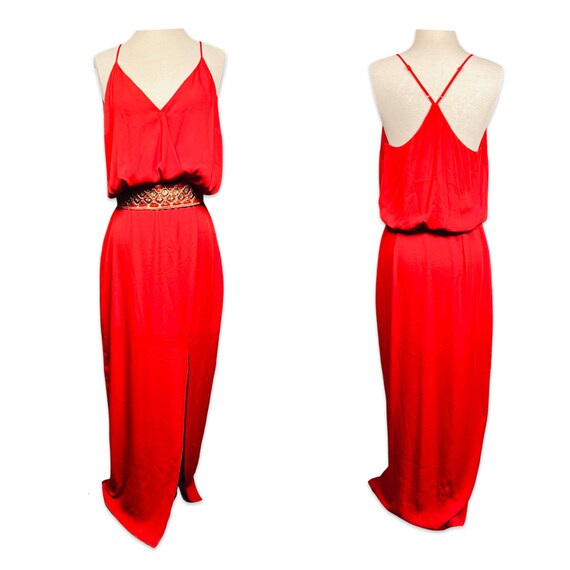 Vintage 1970s deep red disco maxi dress, 1970s re… - image 3