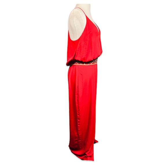 Vintage 1970s deep red disco maxi dress, 1970s re… - image 4