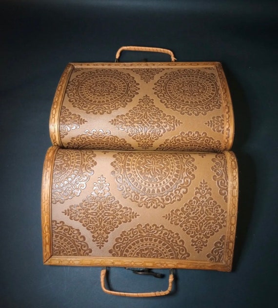 Vintage 1940s boho Box Bag Purse, 1940s wood ratt… - image 5