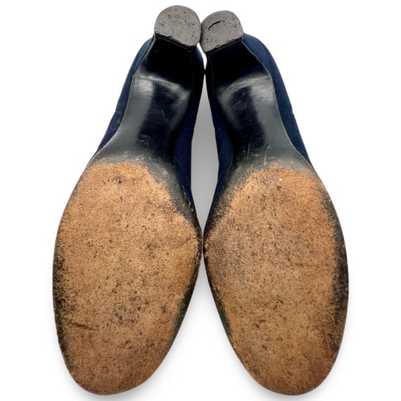 Vintage 1940s pumps, 40s blue suede heels, 40s pe… - image 10