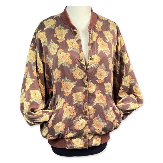 Vintage 1990s Saks Fifth Avenue Silk Bomber Jacke… - image 7