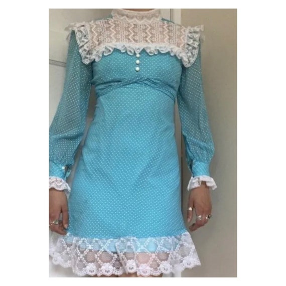 Vintage 1960s Mod Dress, 60s lace bib dress, 1960… - image 10