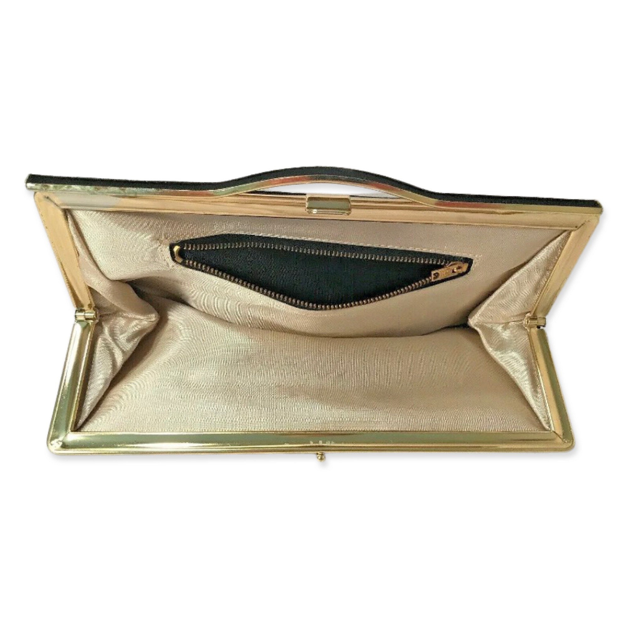Vjntage 1960s Black and Gold Top Handle Envelope Bag Black Etsy