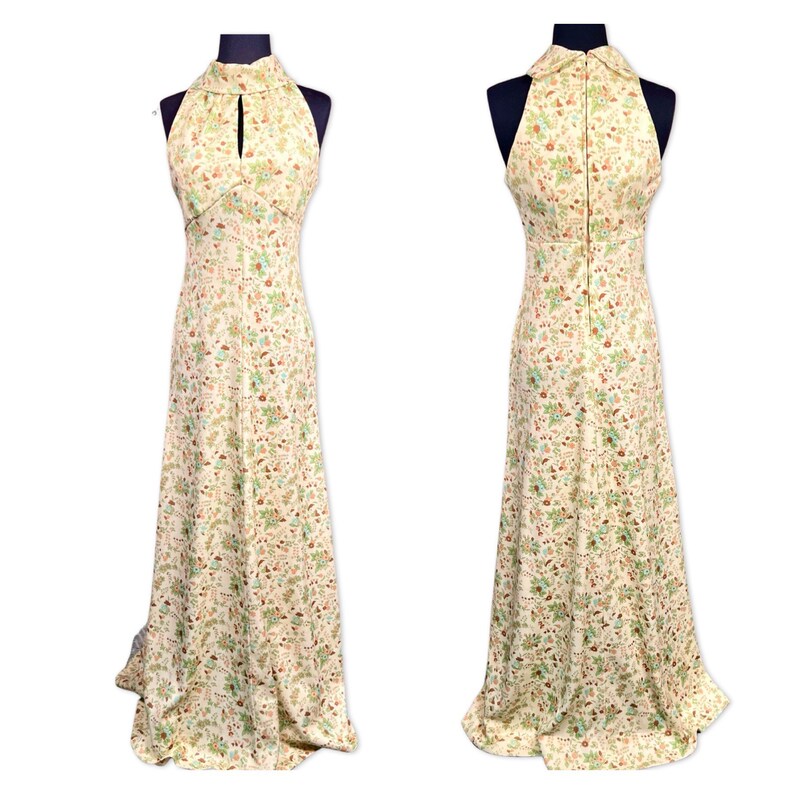 SOLD: Golden Finn 70s vintage caped hostess maxi dress main image 1