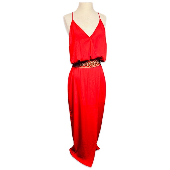 Vintage 1970s deep red disco maxi dress, 1970s re… - image 9