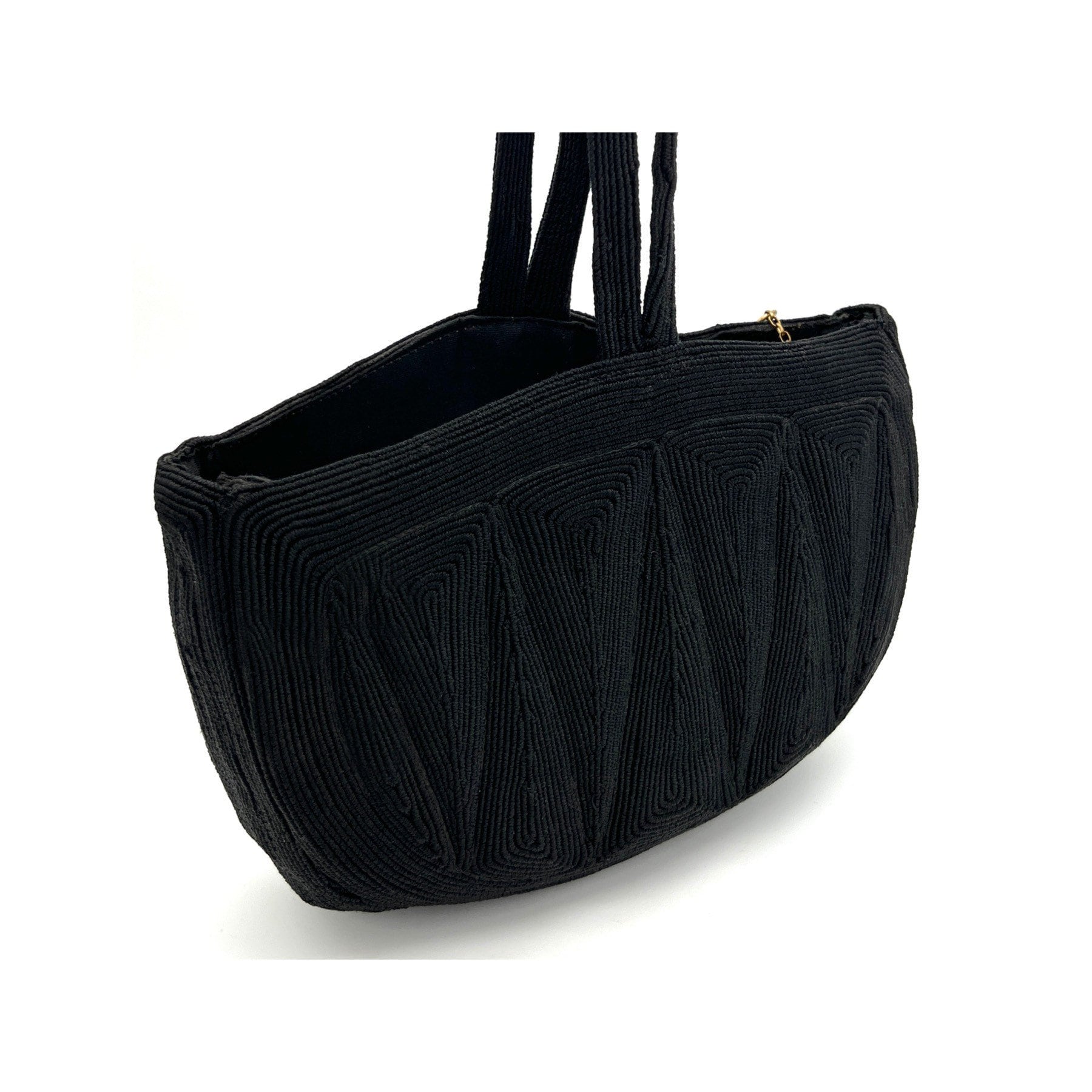 Vintage 1940s Corde Style Handbag, Authentic 1940s Black Corde Bag 