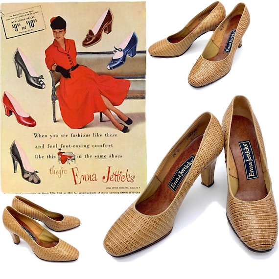 Vintage 1940s/1950s Dead Stock Pumps, 50s brown l… - image 1