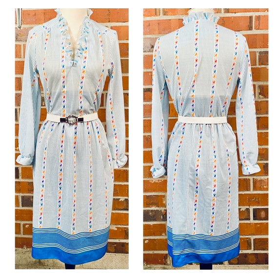 Vintage 1970s secretary dress, 70s ruffle dress, … - image 8