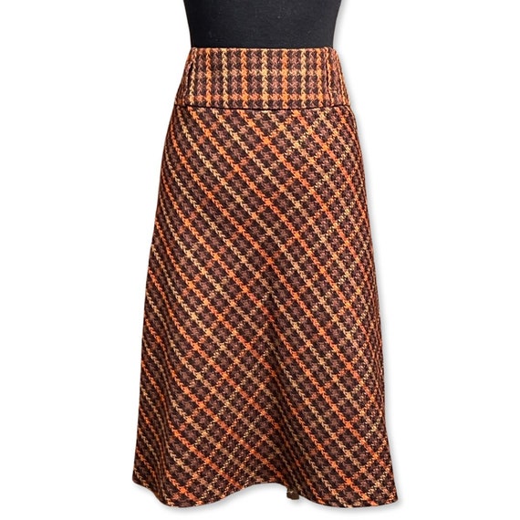 Vintage 1970s Plaid Skirt, 70s full skirt, 70s pl… - image 10