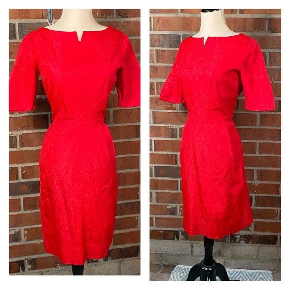 Vintage 1950s Red Wiggle Dress | 1950s Pin Up Red