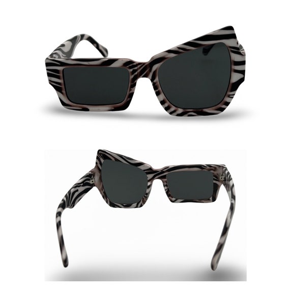 Vintage 1980s sunglasses, asymmetrical 80s sungla… - image 4