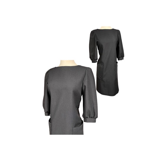 1960s Vintage MOD Black Shift Dress | 60s black m… - image 3