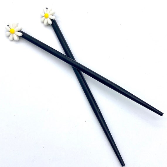 Vintage 1970s Hair Chopsticks, Cute vintage woode… - image 5