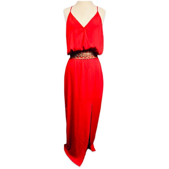 Vintage 1970s deep red disco maxi dress, 1970s re… - image 5