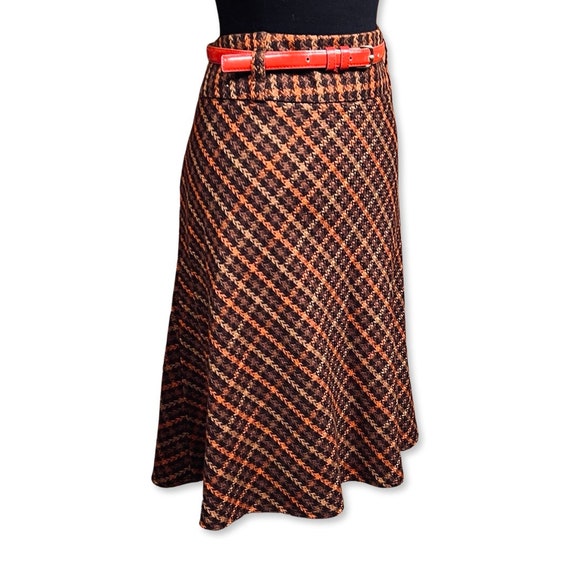 Vintage 1970s Plaid Skirt, 70s full skirt, 70s pl… - image 7