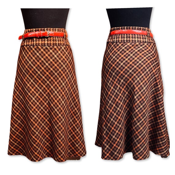 Vintage 1970s Plaid Skirt, 70s full skirt, 70s pl… - image 2