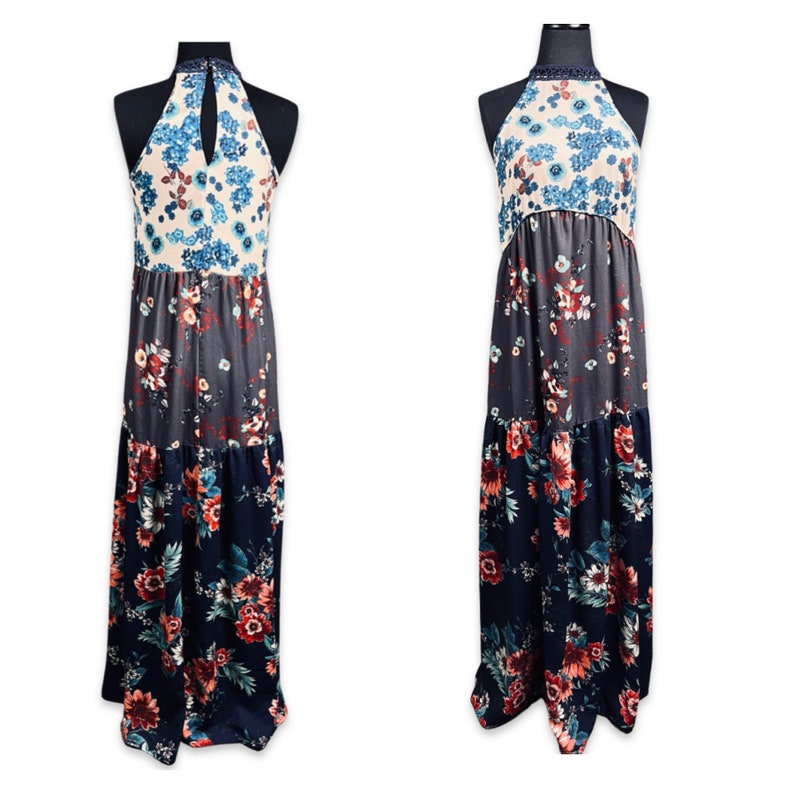 Vintage 1970s boho maxi dress, 70s floral dress, 70s long dress, 70s boho flower maxi, 70s bohemian dress image 7