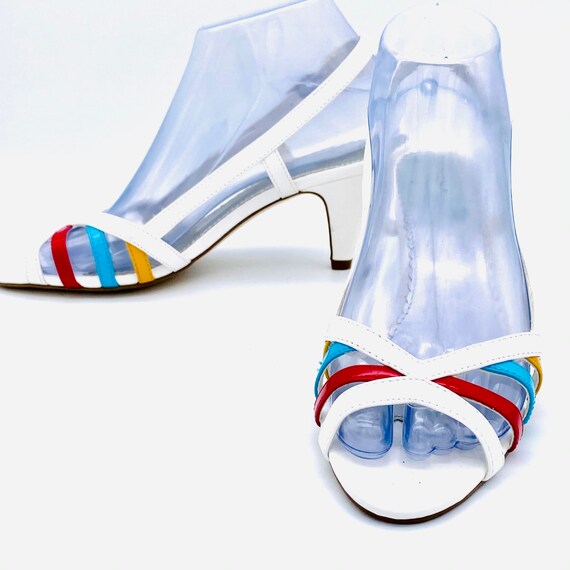 Colorful Rainbow vintage 1970s Fioni Slingback Op… - image 4