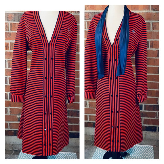 1970s Vintage LaCoste Knit Dress | Size 16 Vintage