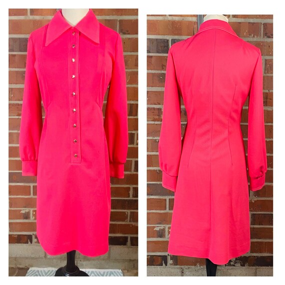 1960s Vintage Pink Knit Dress | Size 8 Vintage Ver