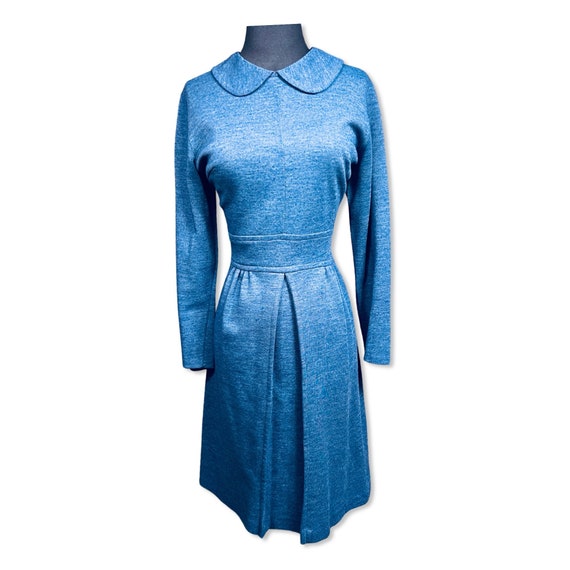 Vintage 1960s blue shift dress, 60s blue peterpan… - image 5
