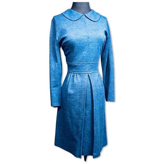 Vintage 1960s blue shift dress, 60s blue peterpan… - image 4