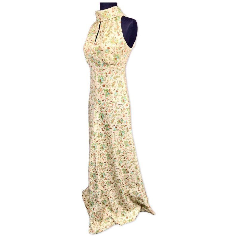 SOLD: Golden Finn 70s vintage caped hostess maxi dress