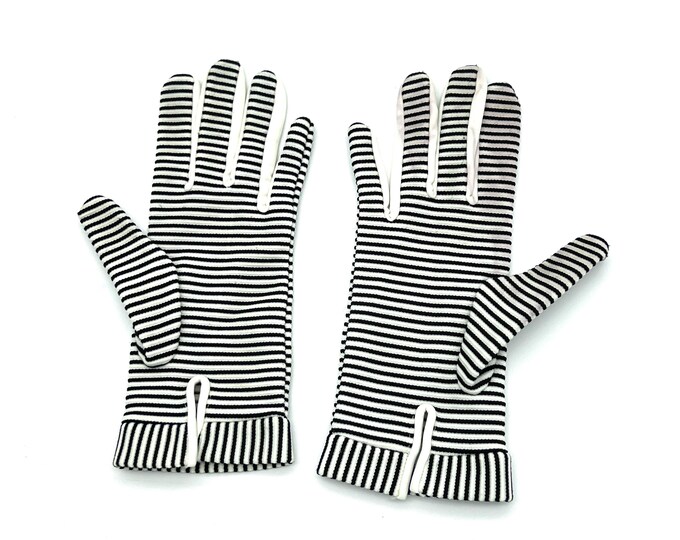 60's Mod Black and White Kid Leather Gloves