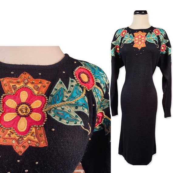 Vintage 1980s Plus size sweater dress, 80s mohair… - image 1