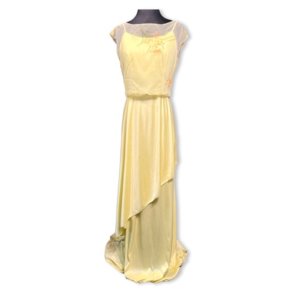 Vintage 1970s Gown, 70s tiered maxi, 70s chiffon … - image 1