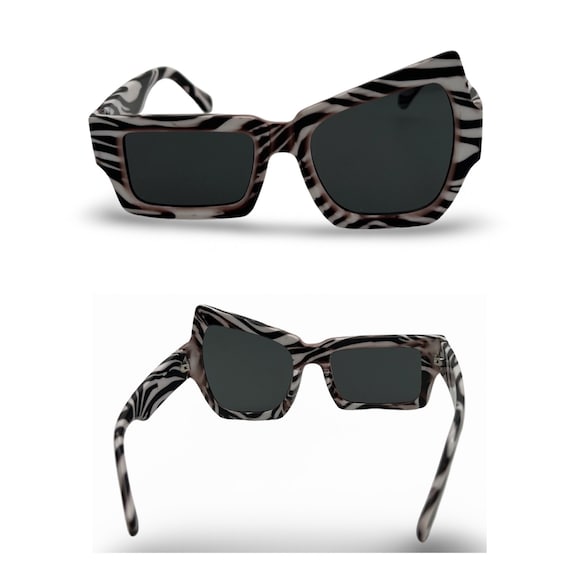 Vintage 1980s sunglasses, asymmetrical 80s sungla… - image 3