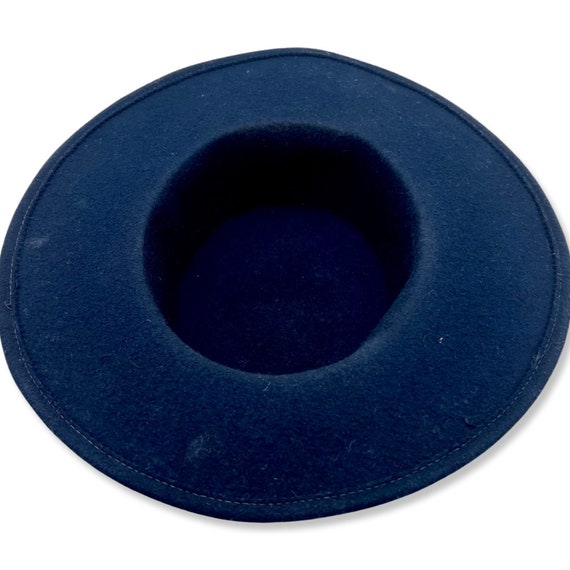 Vintage 1960s Blue Hat, 60s blue boater hat, wide… - image 9