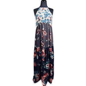 Vintage 1970s boho maxi dress, 70s floral dress, 70s long dress, 70s boho flower maxi, 70s bohemian dress image 6