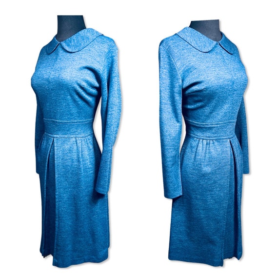 Vintage 1960s blue shift dress, 60s blue peterpan… - image 9