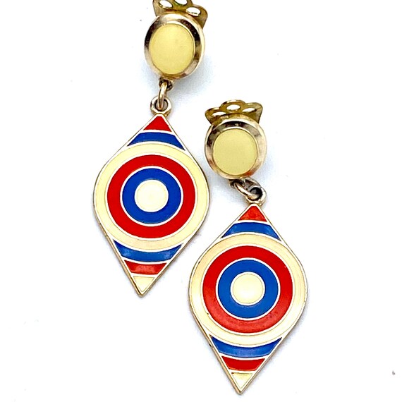 Vintage 1960’s MOD Enamel Earrings, Pierre Cardin… - image 2